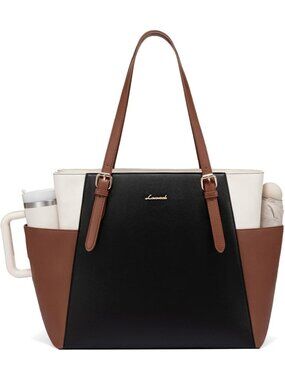 Stylish Leather Laptop Tote Bag for Women | Work Computer Briefcase, Chic
